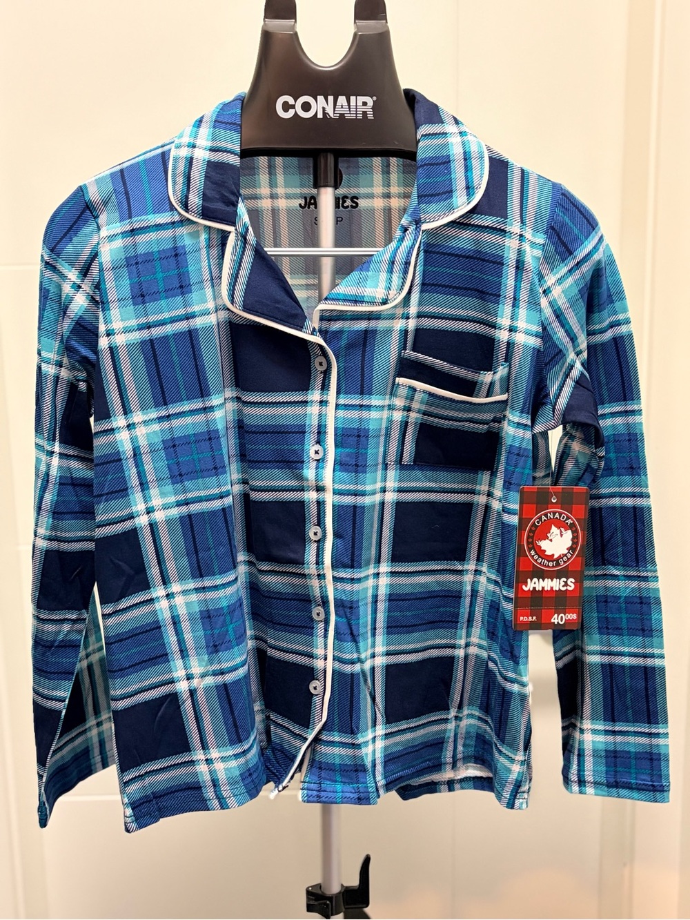 Jammies Blue Plaid Button-Front Pajama Top